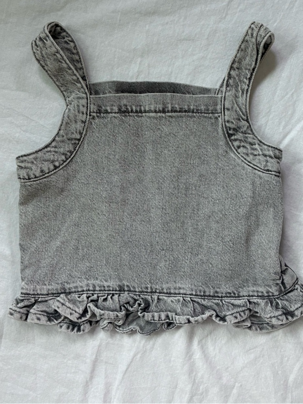 Zara Girls Gray Denim Ruffle Tank Top